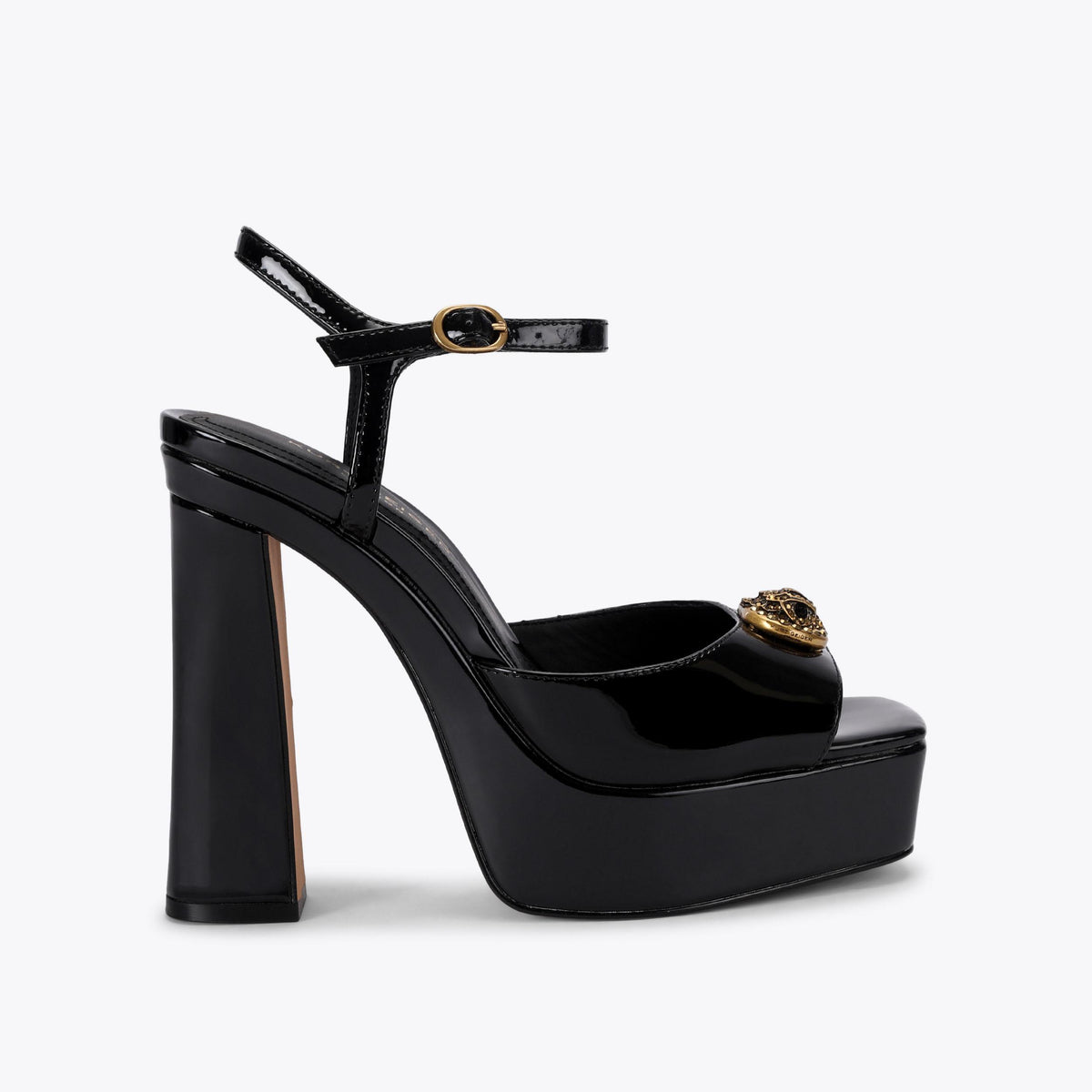 Chelsea Peep-Toe Platform Heel in Black Patent