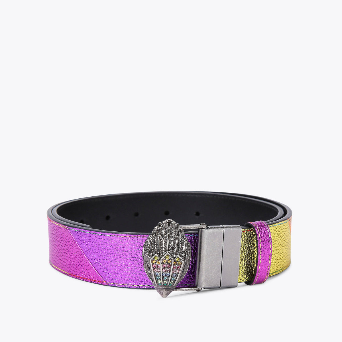 Reversible Eagle Rainbow Belt in Multi Colour Leather