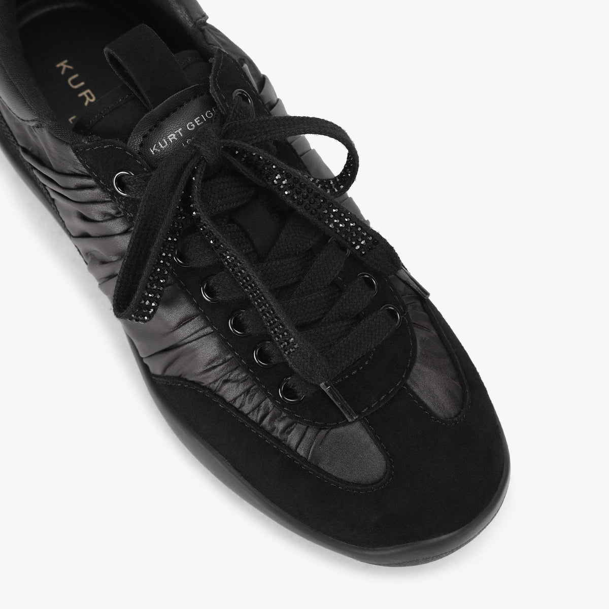 Sterling Sneakers in Black Satin and Suede