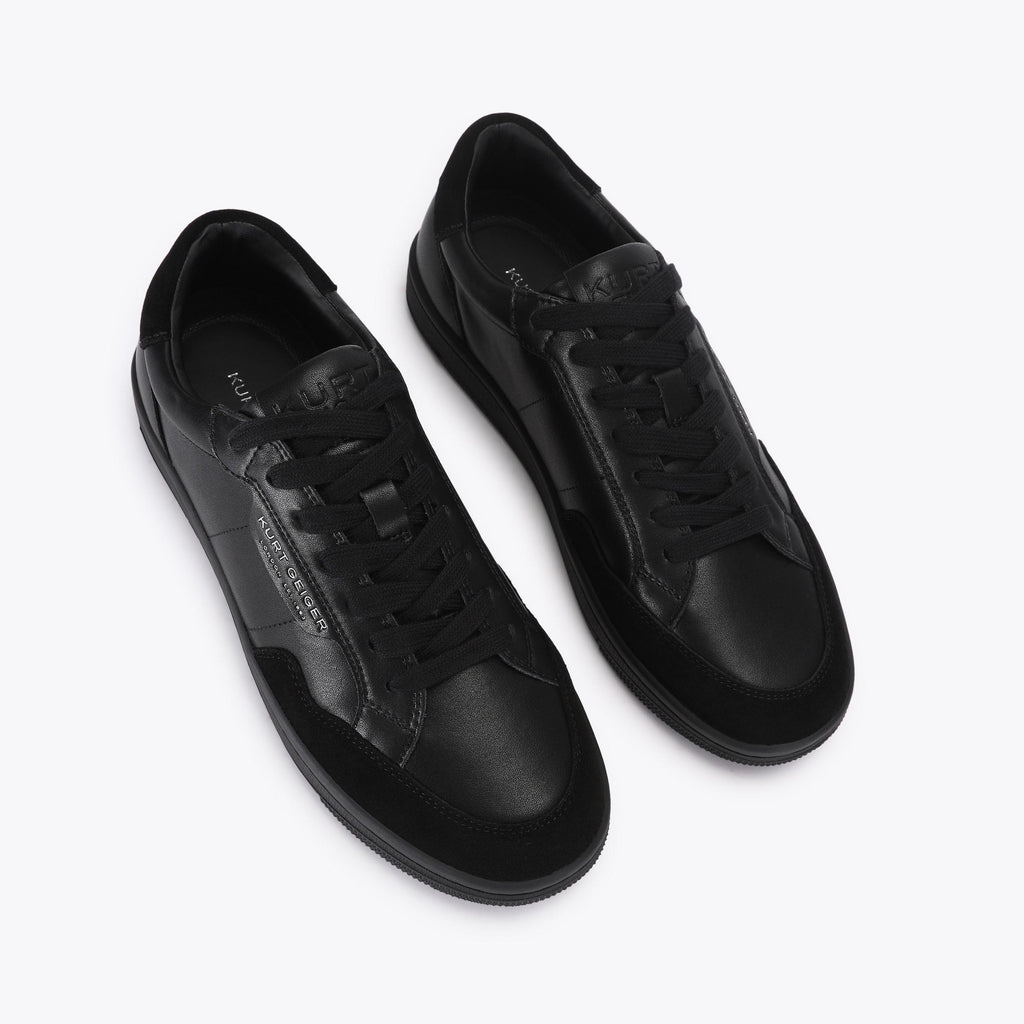 Borough Paneled Sneaker in Black Leather