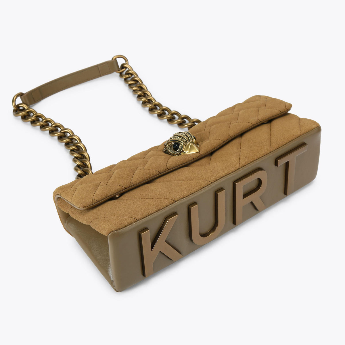 Kensington East West Shoulder Bag in Tan Suede