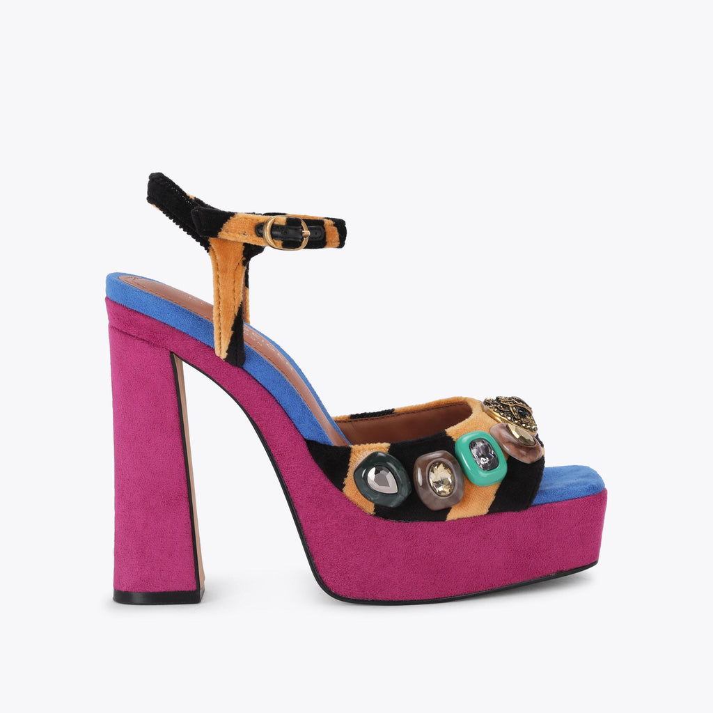 Chelsea Peep-Toe Platform Heel in Multicolour Tiger Print