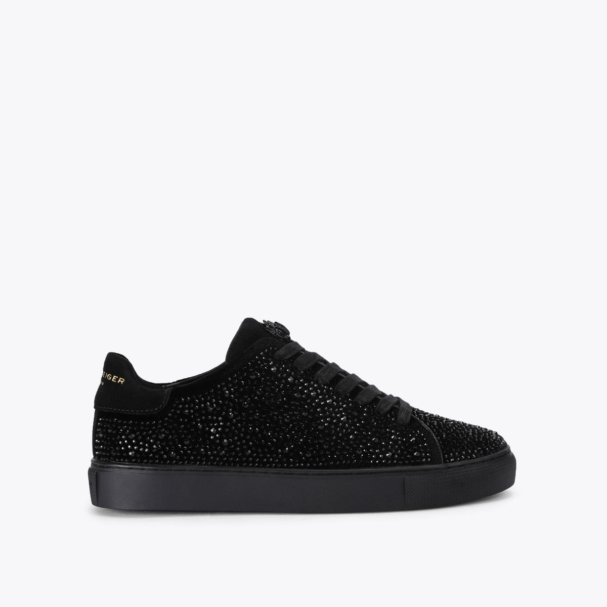 Lennon Crystal Velvet Sneaker in Black