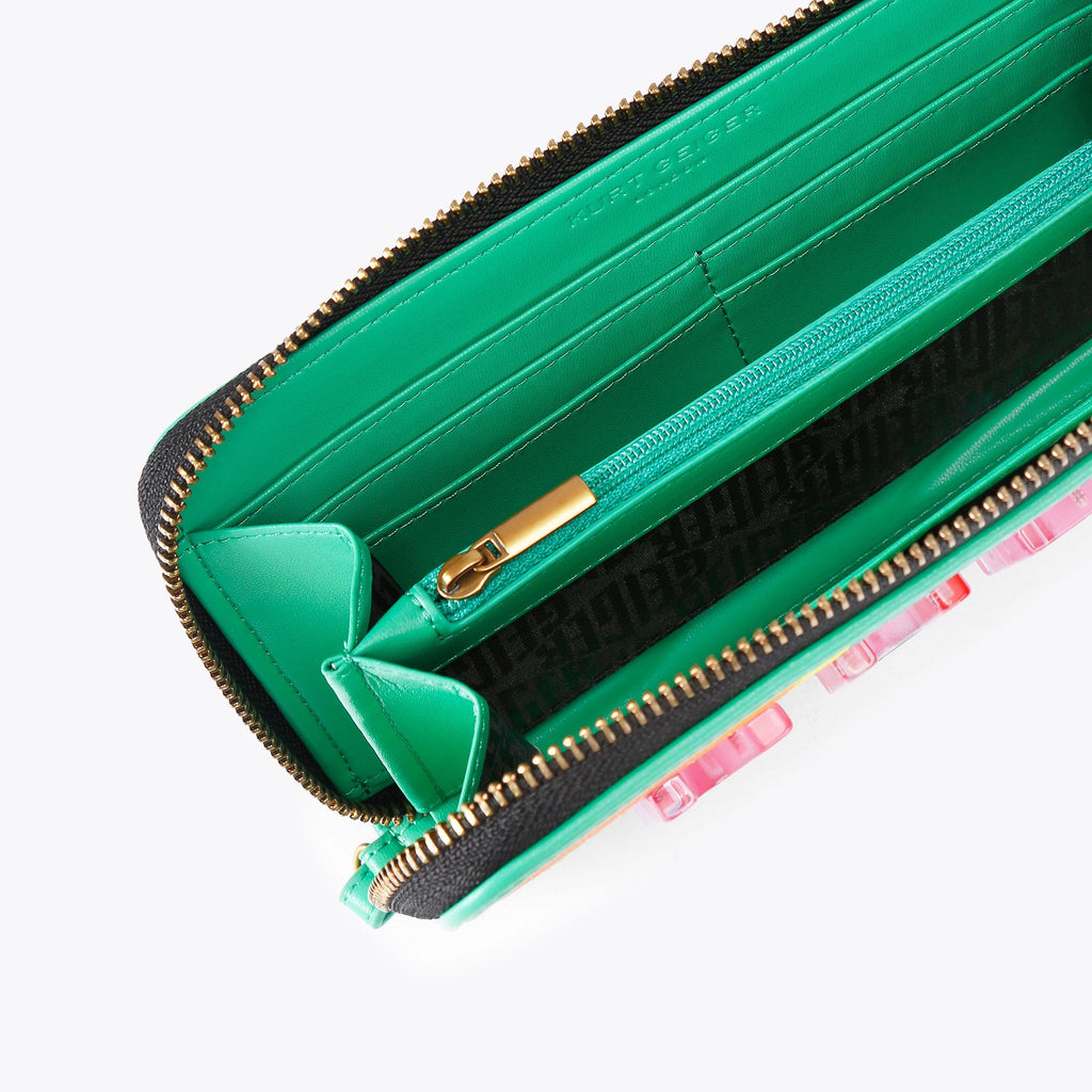 Kurt Zip Around Wallet in Rainbow Swirl Fabric