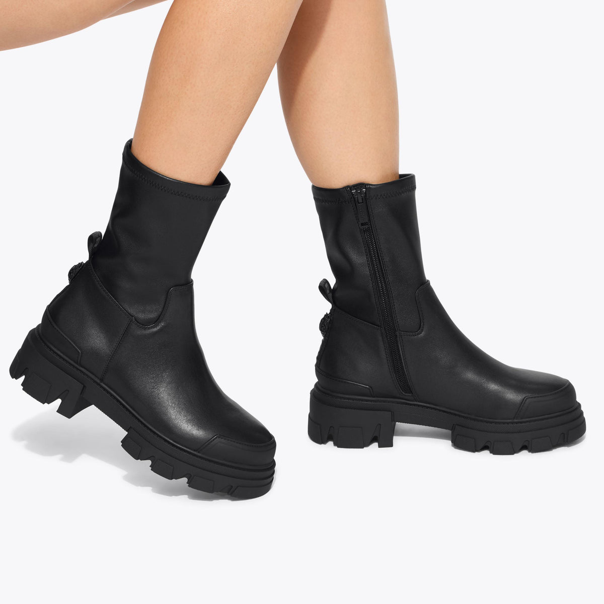 Stomp Sock Ankle Boot in Black