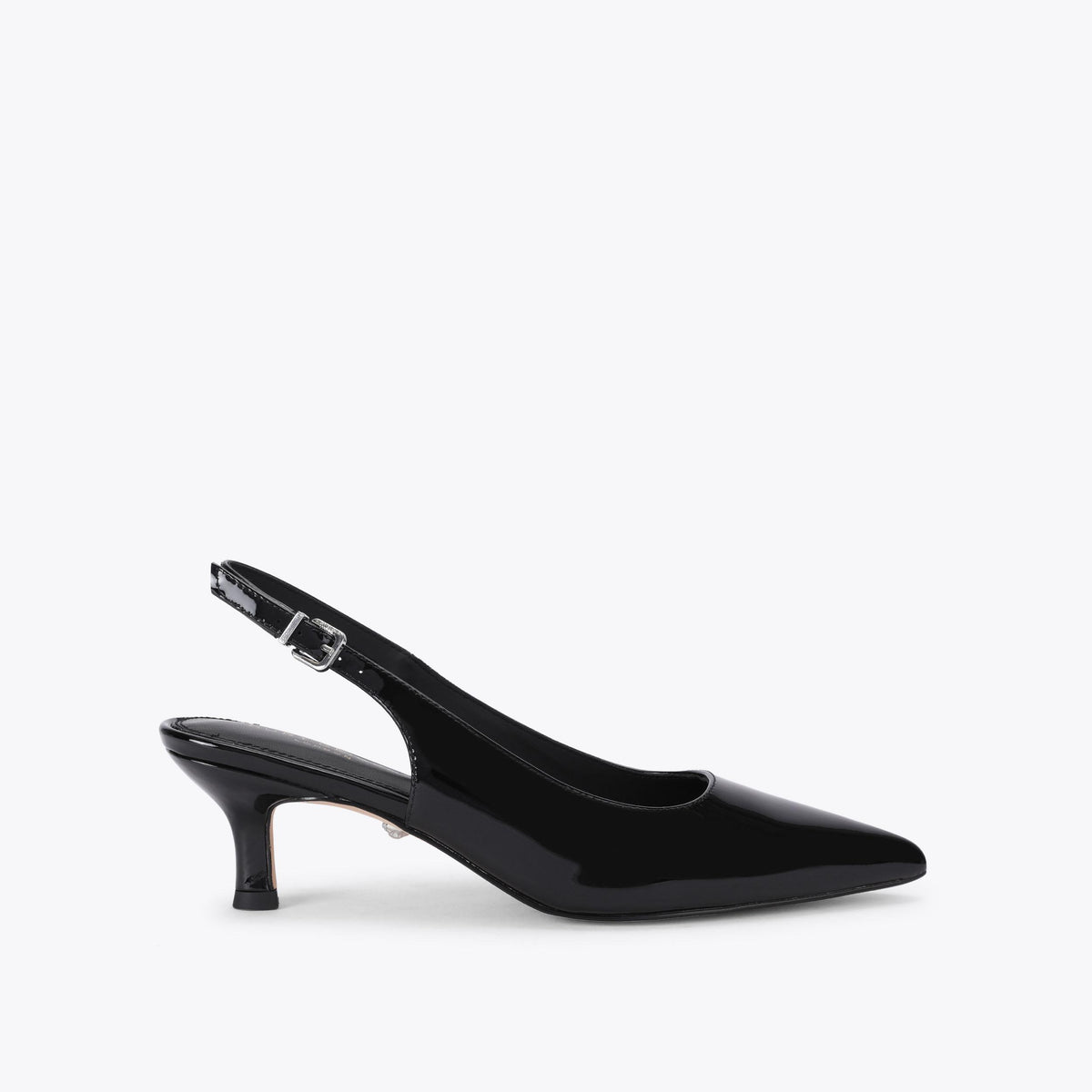 Marge Slingback Heel in Black Patent Leather