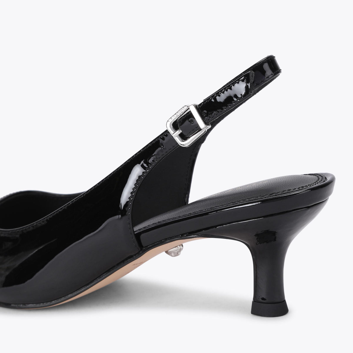 Marge Slingback Heel in Black Patent Leather