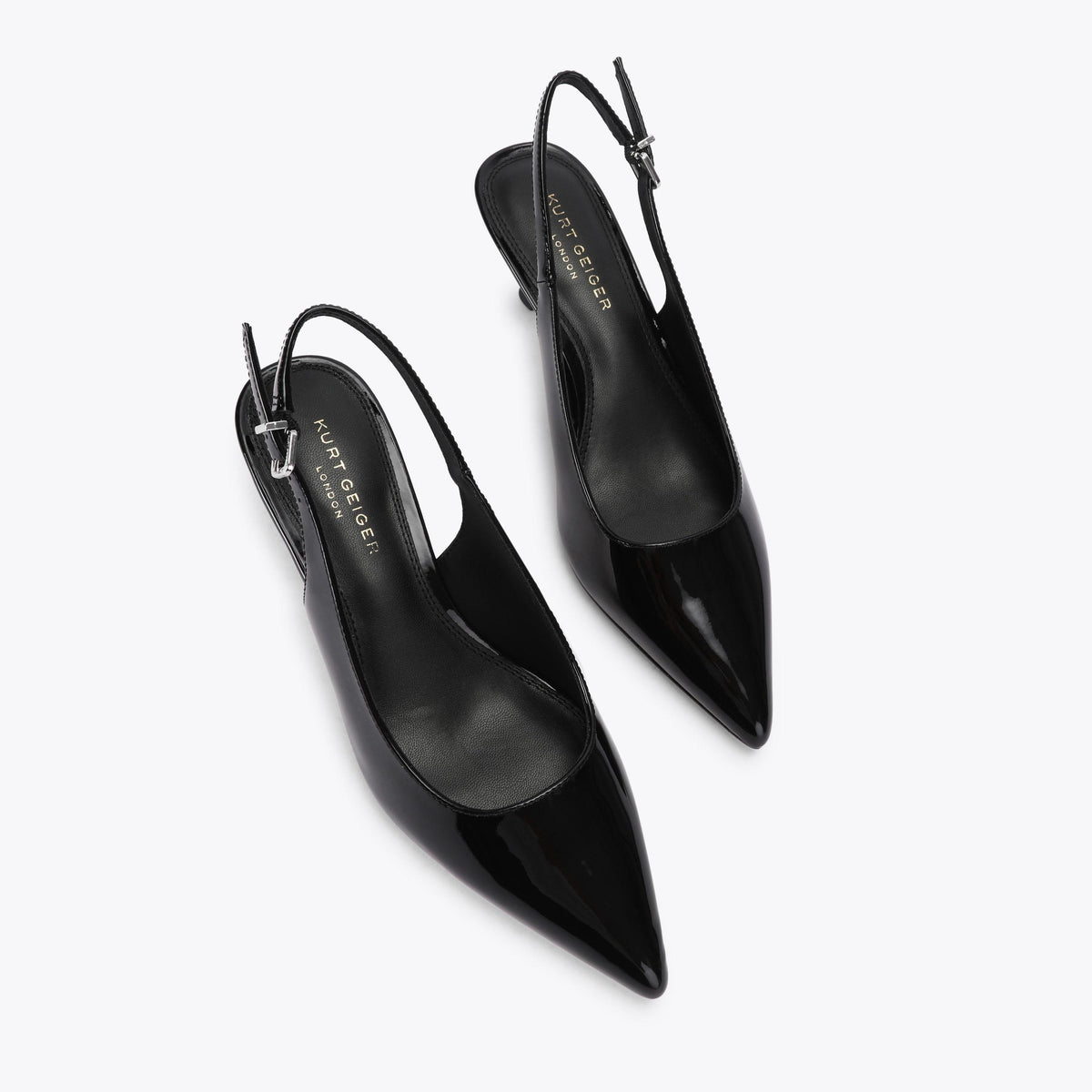Marge Slingback Heel in Black Patent Leather