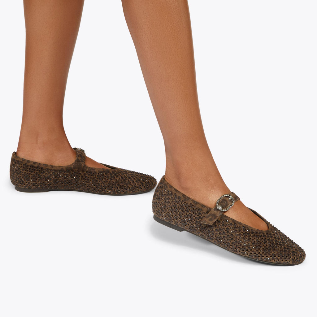 Mayfair Ballet Flat in Brown Leopard Print Suede