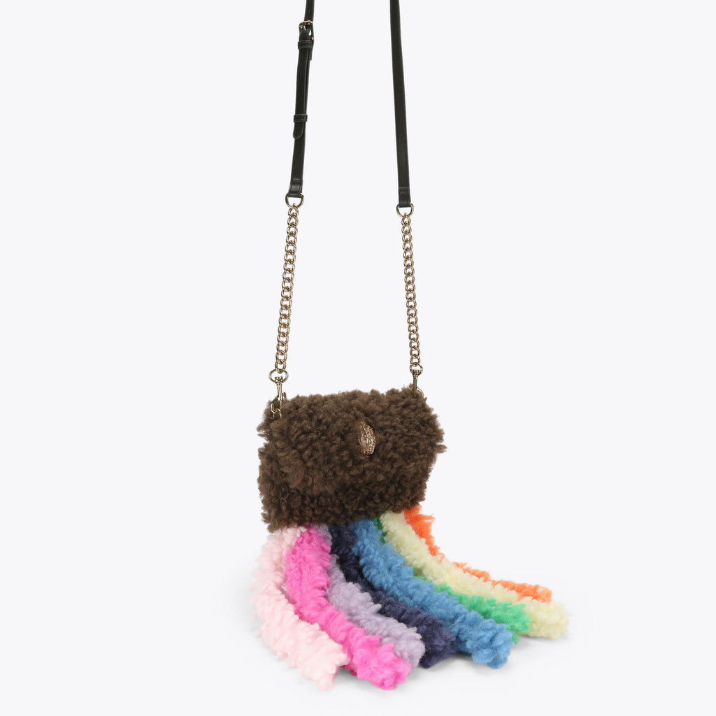 Medium Kensington Faux Fur Tassel Bag in Brown Shearling