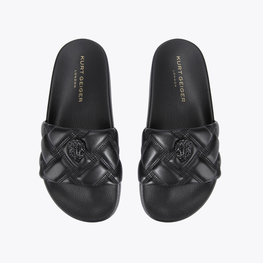 Meena Eagle Drench Slide Sandals in Black