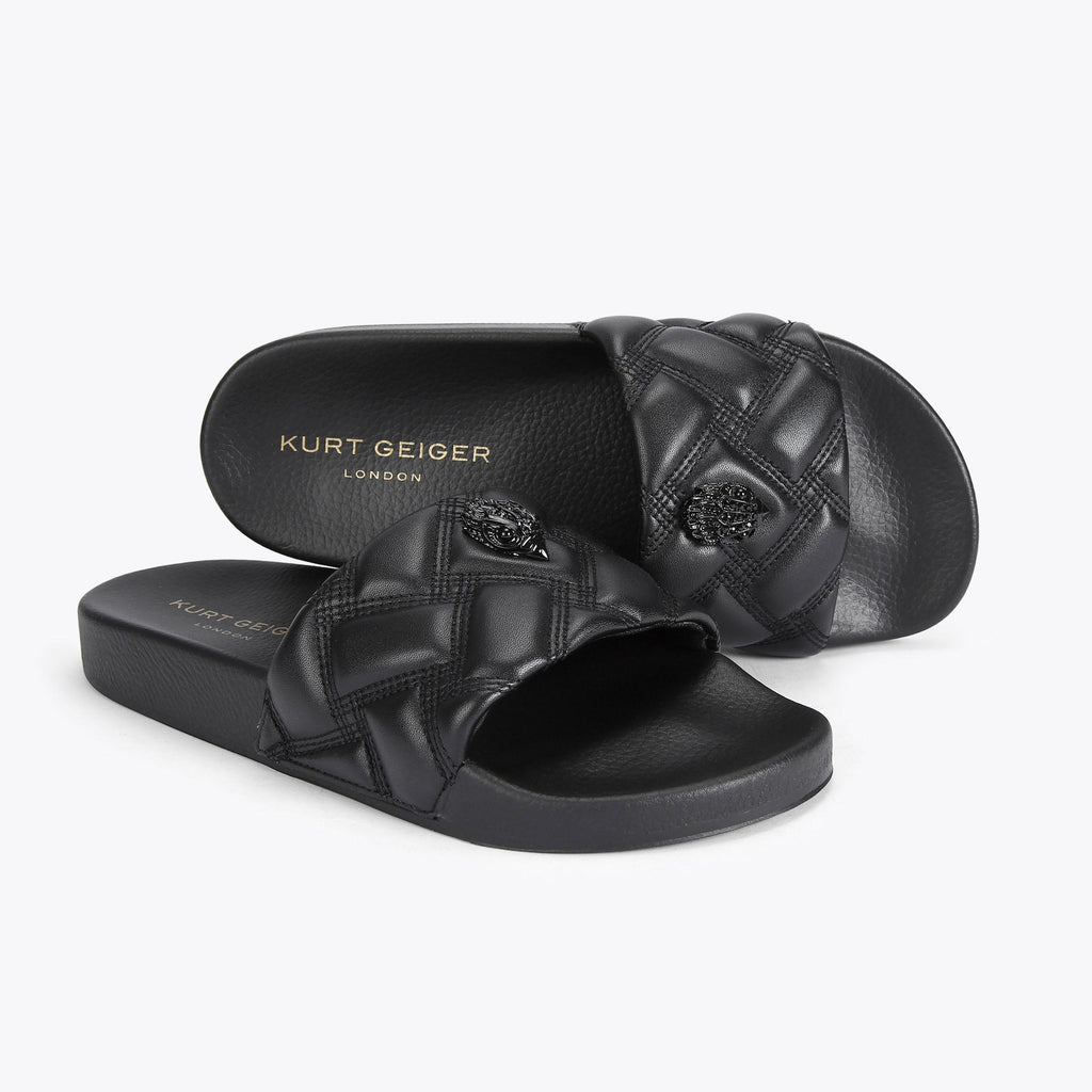 Meena Eagle Drench Slide Sandals in Black