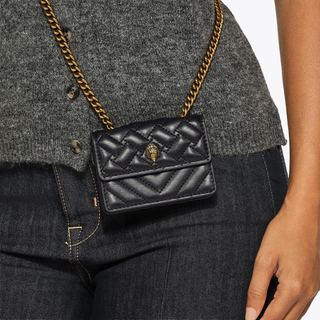Micro Kensington Crossbody Bag in Black Leather Alternative