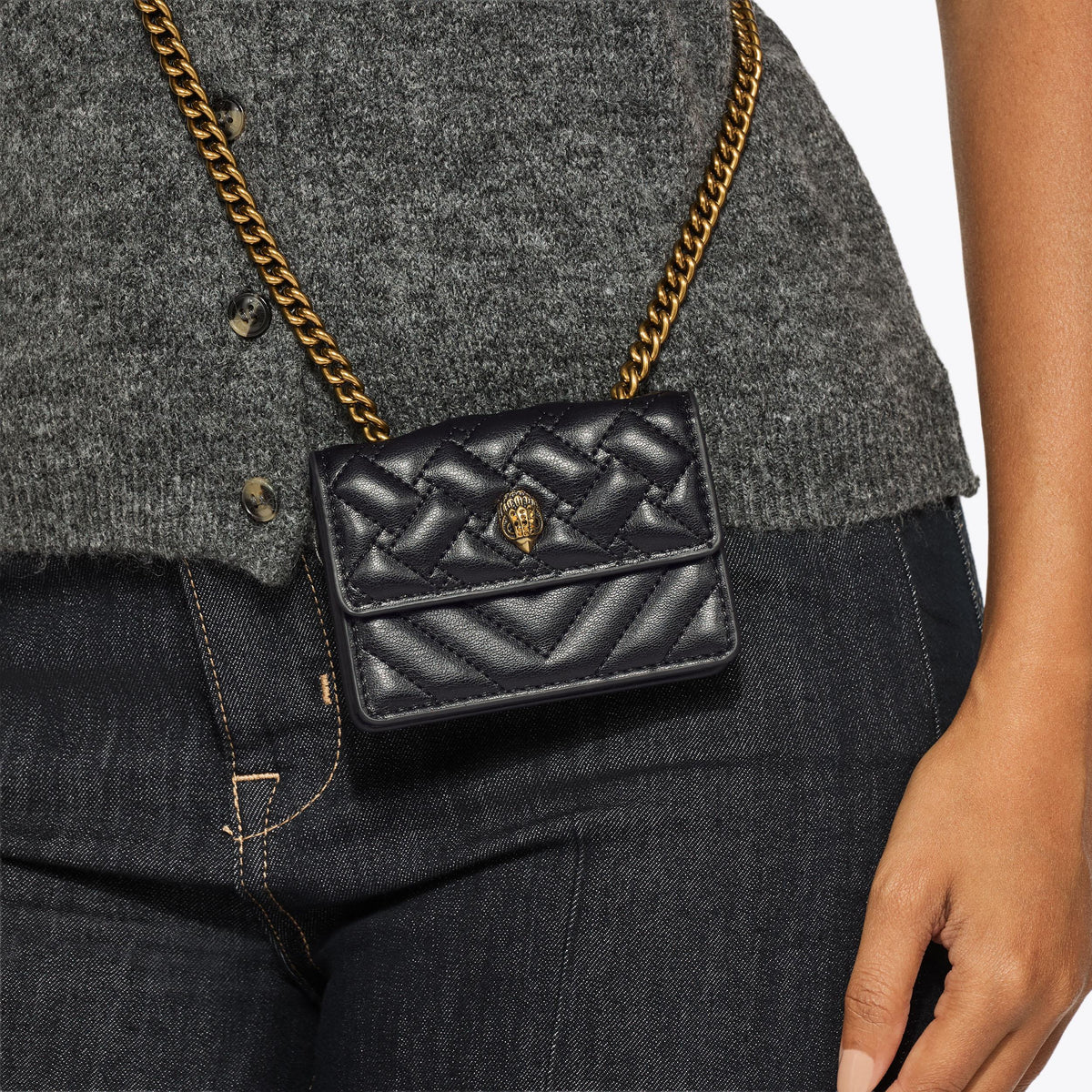 Micro Kensington Crossbody Bag in Black Leather Alternative