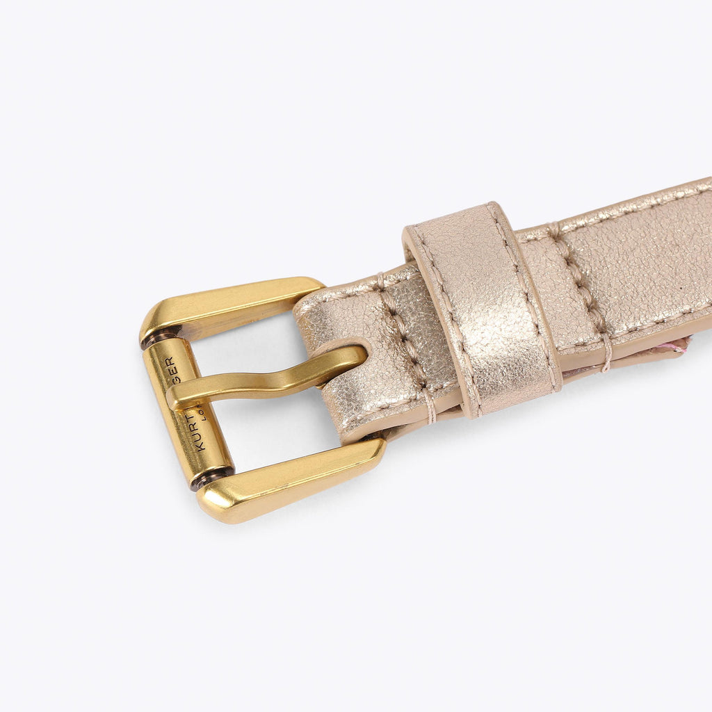 Octavia Crystal Belt in Metallic Gold Leather
