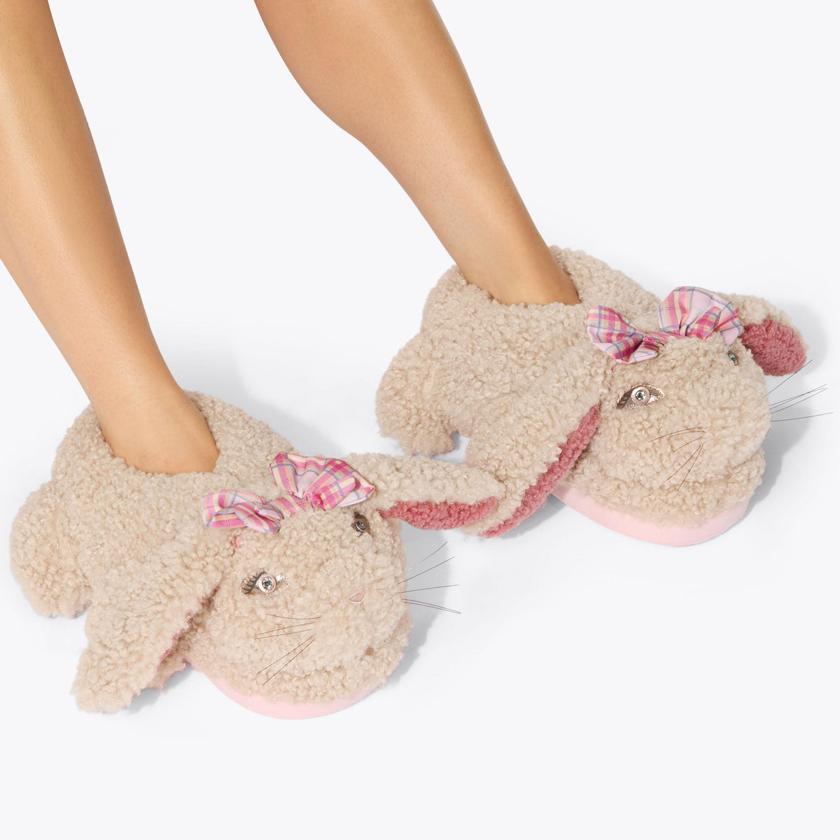 Bunny Faux-Fur Slippers in White