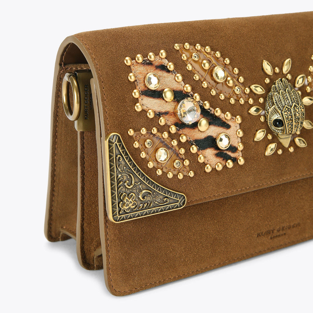 Sloane Soft Shoulder Bag in Tan Suede