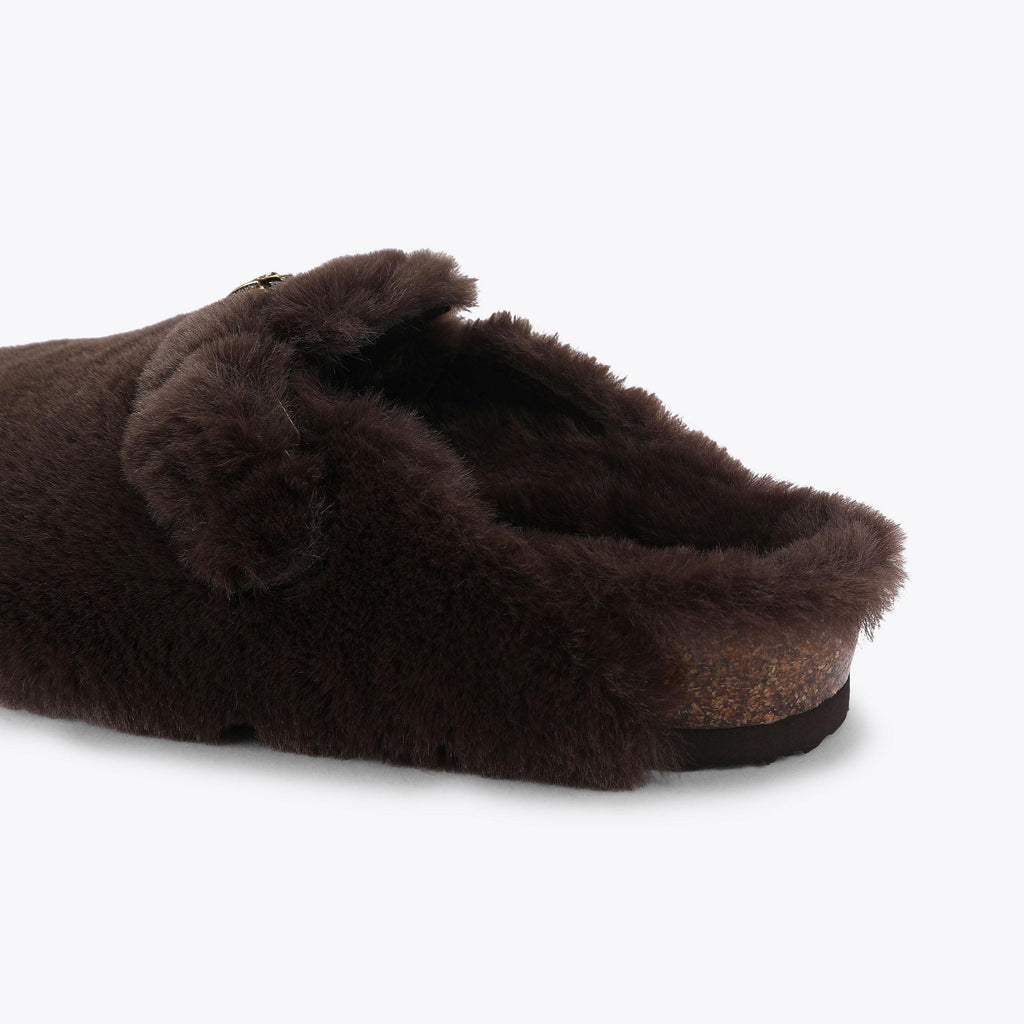Snug Eagle Mule in Brown Faux Fur