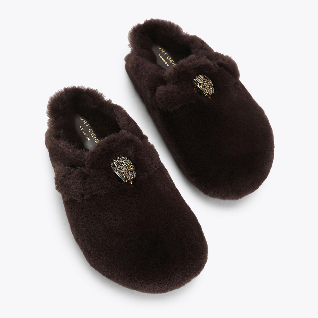 Snug Eagle Mule in Brown Faux Fur