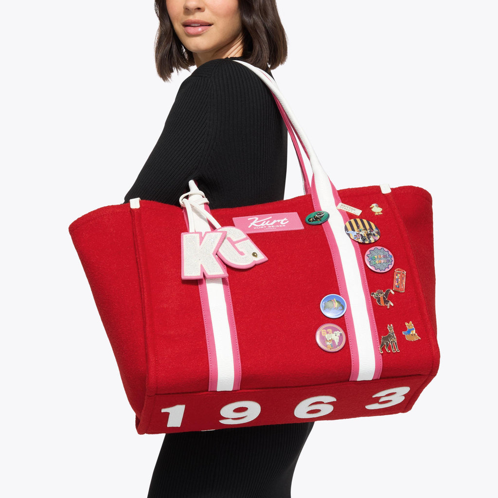 Large Southbank Shopper Bag in Red Felt Fabric