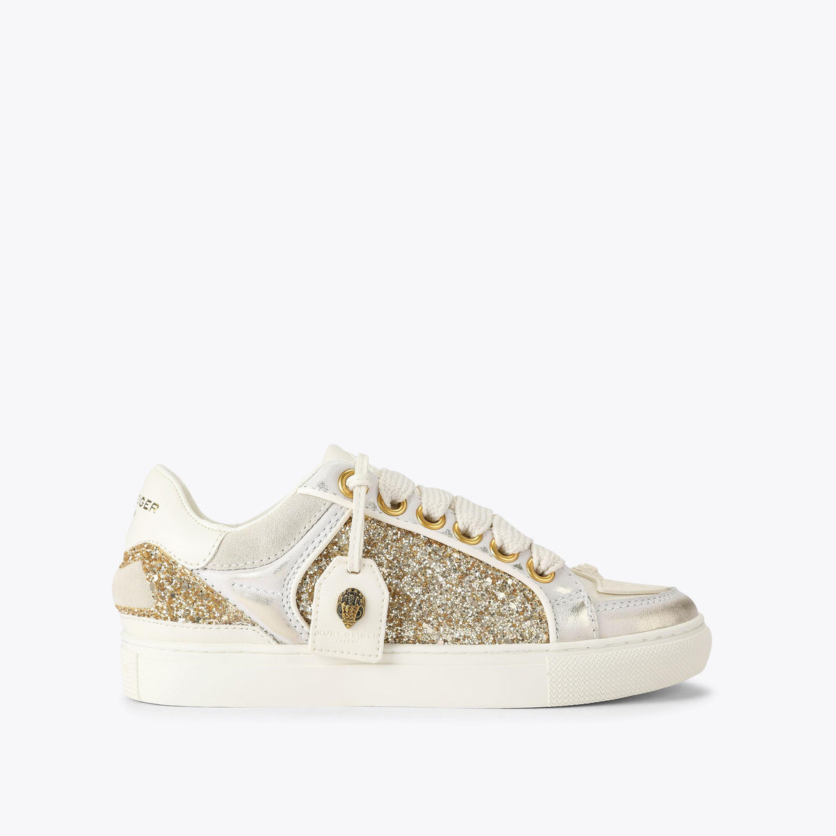 Southbank Tag Slim Sneakers in Gold Glitter Leather