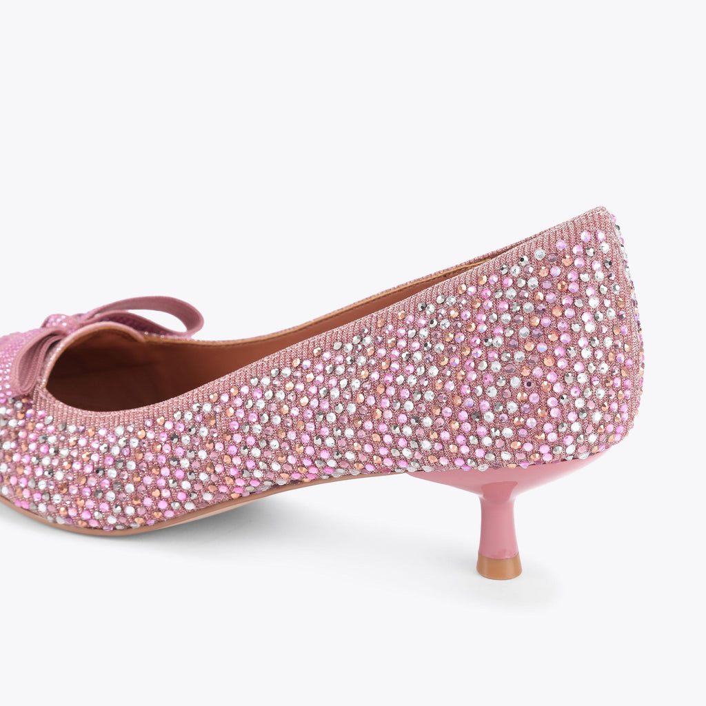 Wisteria Crystal Kitten Heel in Pink Fabric